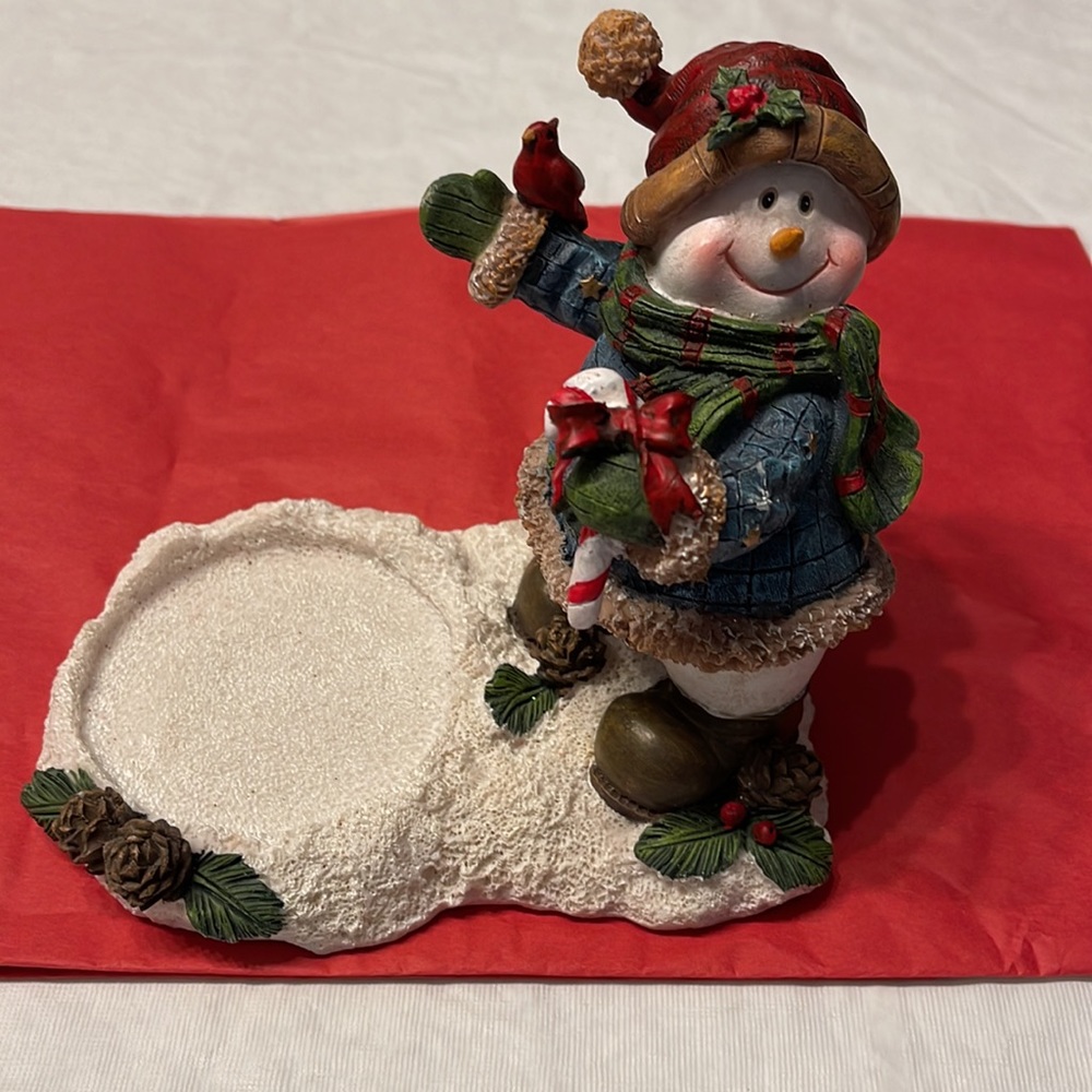 Home Interiors Christmas Snowman Candy Jar or candle holder Decor